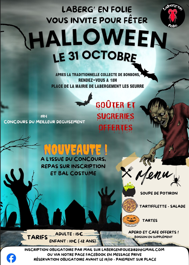 Fête d'Halloween 31 octobre 2025 organisée par l'association Laber'en Folie 