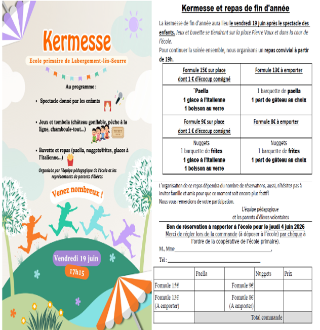 Kermesse des Ecoles le 19 juin 2026 
